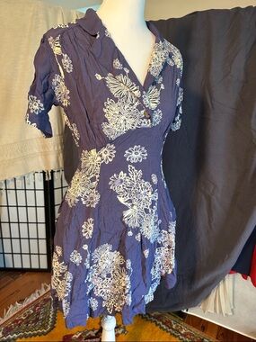 Free People Blue Hawaiian Floral Mini Dress